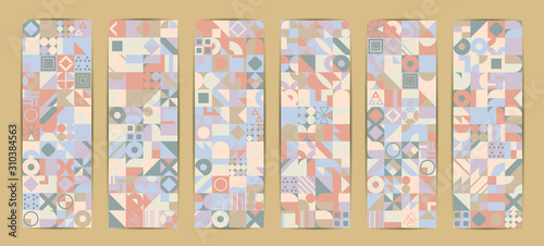 Simple banner of decorative patterns colored geometric composition flat style