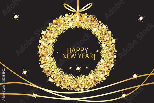 Photography Happy new year glowing gold vector background