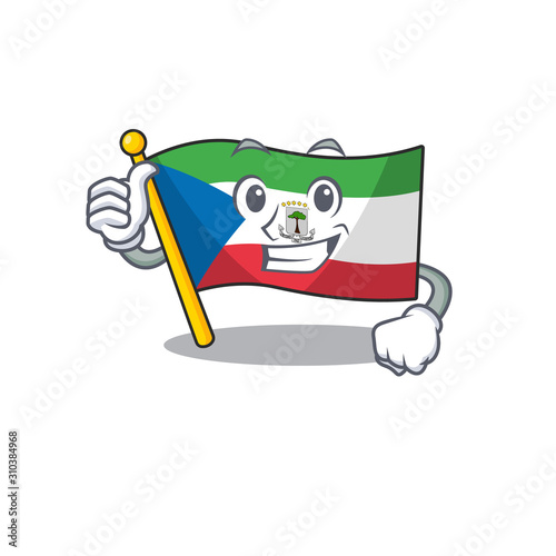 Smiley mascot of flag equatorial guinea Scroll making Thumbs up gesture