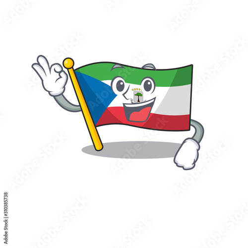 Flag equatorial guinea Scroll mascot design making an Okay gesture