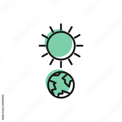 Black line Solstice icon isolated on white background. Vector Illustration