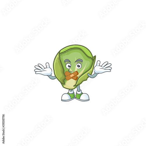 Brussels sprouts cartoon character style with silent gesture