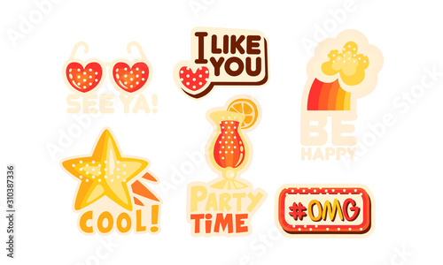 Social Network Stickers Isolated on White Background Vector Set