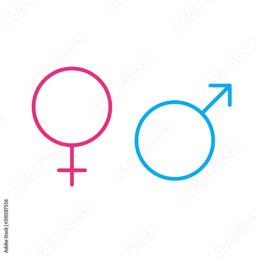 Male and female color symbols. Gender icon set