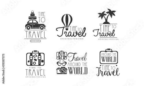 Time to Travel Labels or Logos Original Design Vector Set