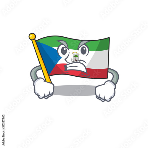 angry face flag equatorial guinea Scroll cartoon character design