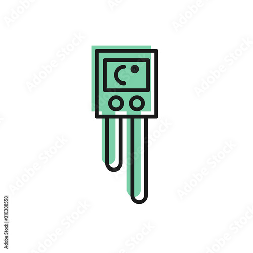 Black line Temperature and humidity sensor icon isolated on white background. Vector Illustration