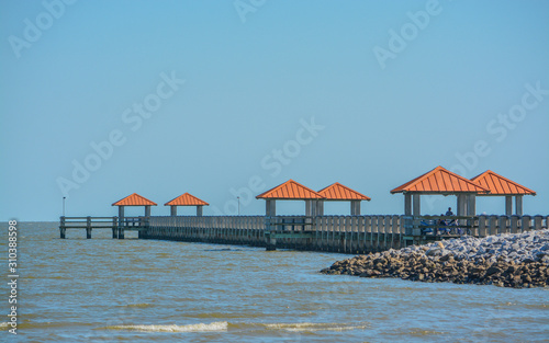 Ken Combs Pier on the Mississippi Gulf Coast. Gulfport, Harrison County, Gulf of Mexico, Mississippi USA