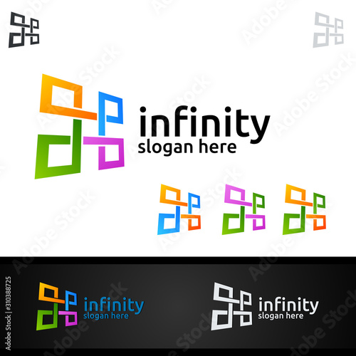 Infinity loop logo icon. Vector unlimited infinity, endless line shape sign