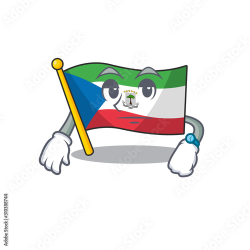 Waiting gesture flag equatorial guinea Scroll on cartoon character design