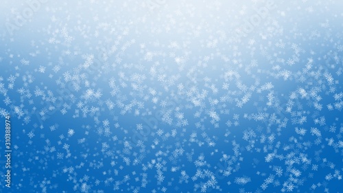 White Snow flake on Blue and White Background in Christmas and New Year 