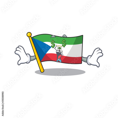 Flag equatorial guinea Scroll with Money eye cartoon character style