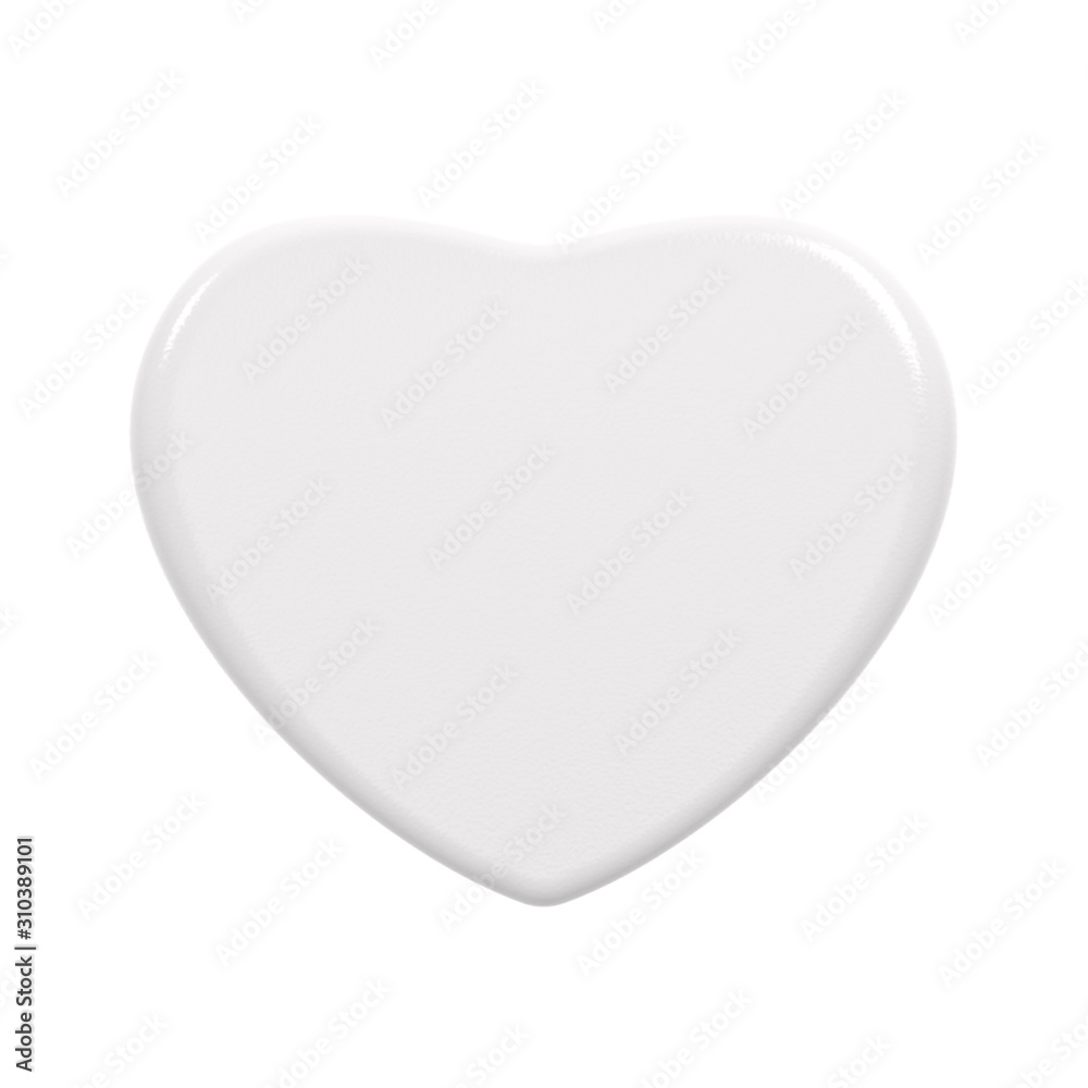 White Empty Heart Badge Pin Brooch Isolated on White Background. 3D Illustration Close Up. White Empty Heart Badge Pin Brooch Isolated on White Background. 3D Illustration Close Up.