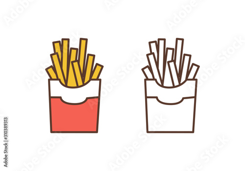 French fries linear vector icon