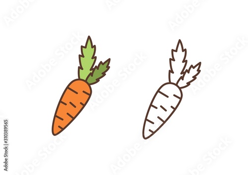 Ripe carrot linear vector icon