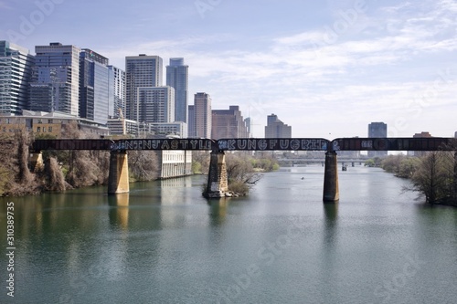 The river and bridges in Austin Texas