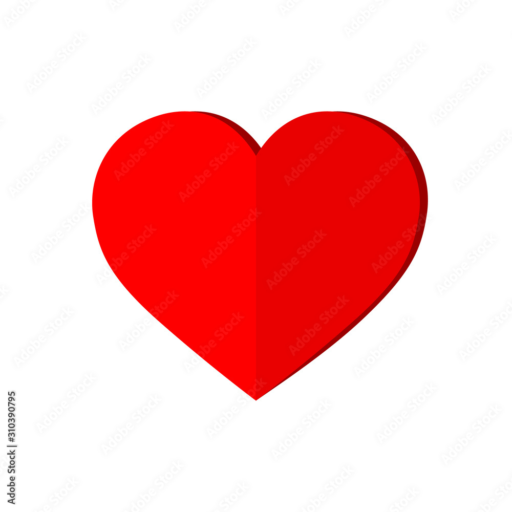 Heart flat icon. Love symbol isolated on white background. Vector illustration