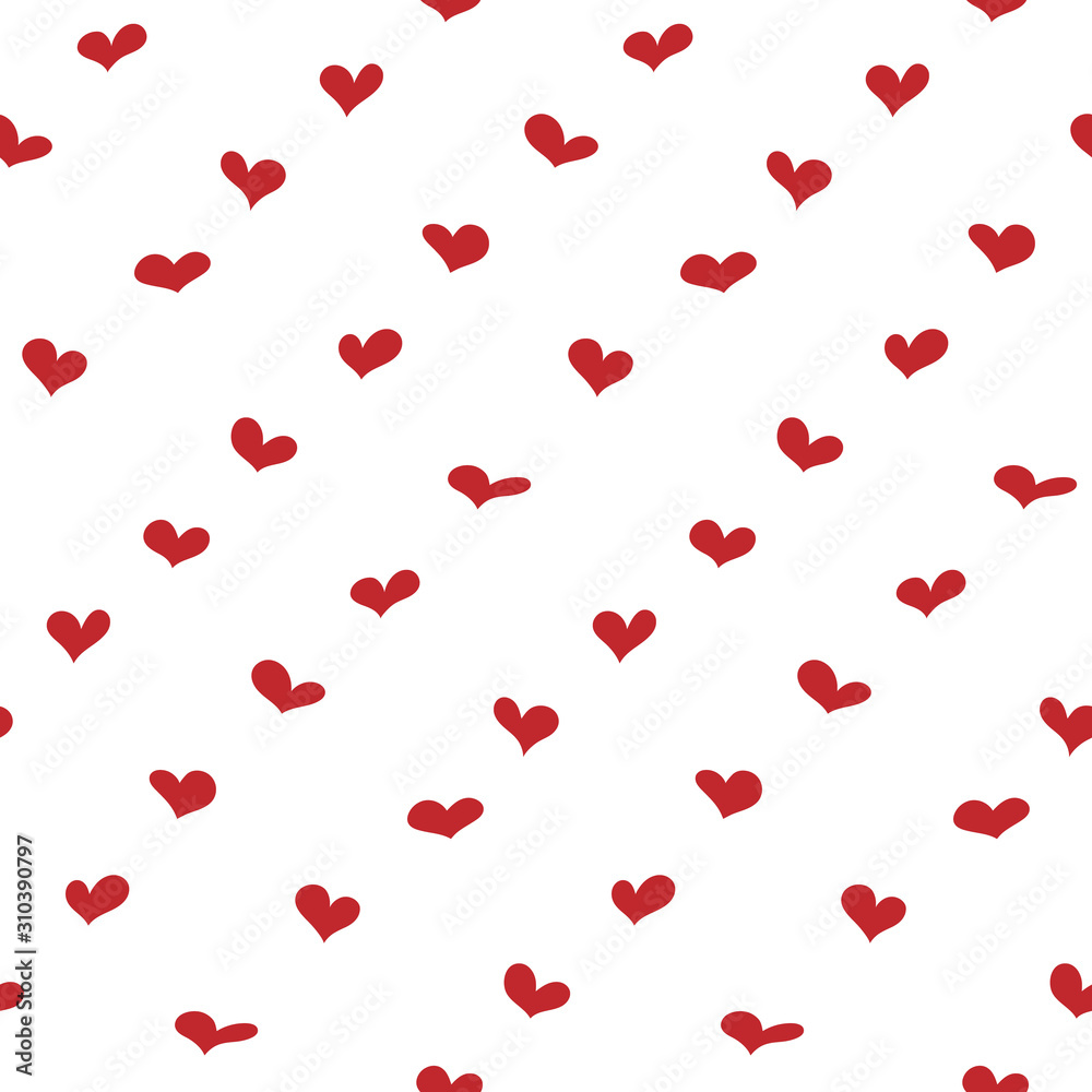 Valentines Day background. Vector simple hearts seamless pattern. Textile design or wrapping paper. Vector illustration