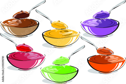 pudding glass plate from various fruits