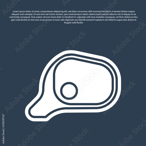 Blue line Car mirror icon isolated on blue background. Vector Illustration