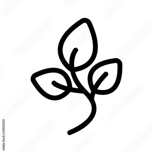 green foliage icon vector. A thin line sign. Isolated contour symbol illustration