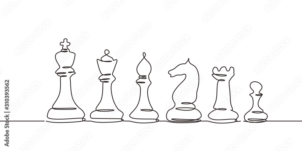 king and queen chess pieces drawing