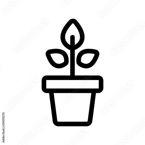 Flower in a pot icon vector. A thin line sign. Isolated contour symbol illustration