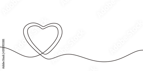 One line drawing of heart h...