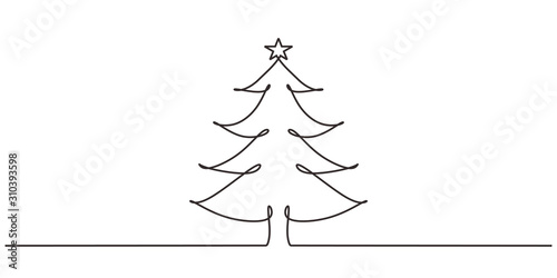 Christmas tree one line drawing minimalism design