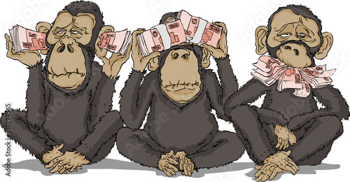 Wall Mural monkeys playing with money .