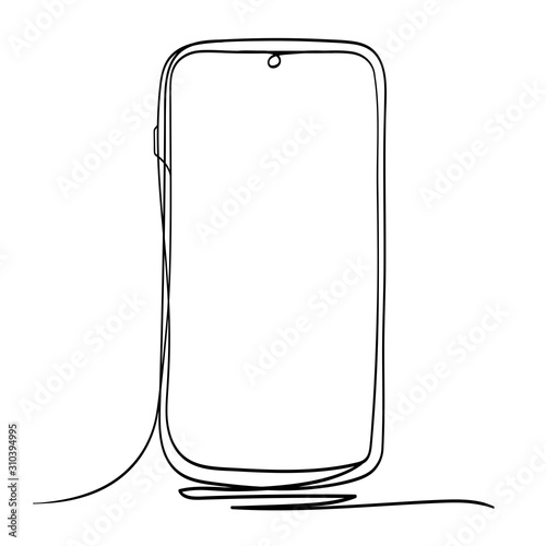 Mobile Phone Line Art Vector Illustration. Isolated on White Background.