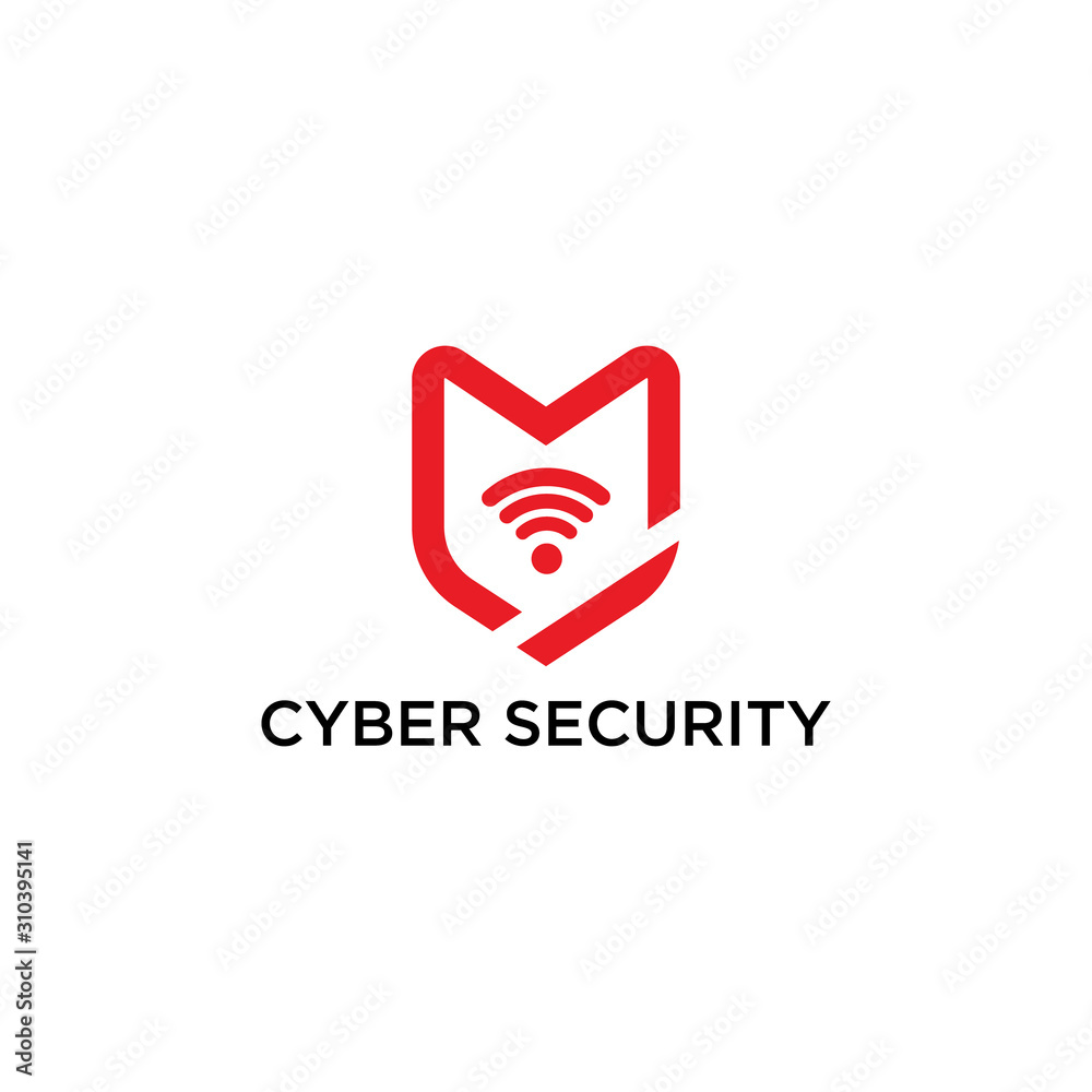 Cyber Security Logo Vector, Wifi, wireless, internet signal icon logo template - obrazy, fototapety, plakaty 