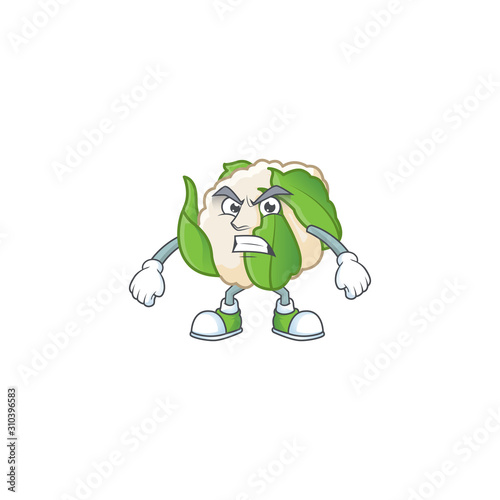 Picture of cauliflower cartoon character with angry face