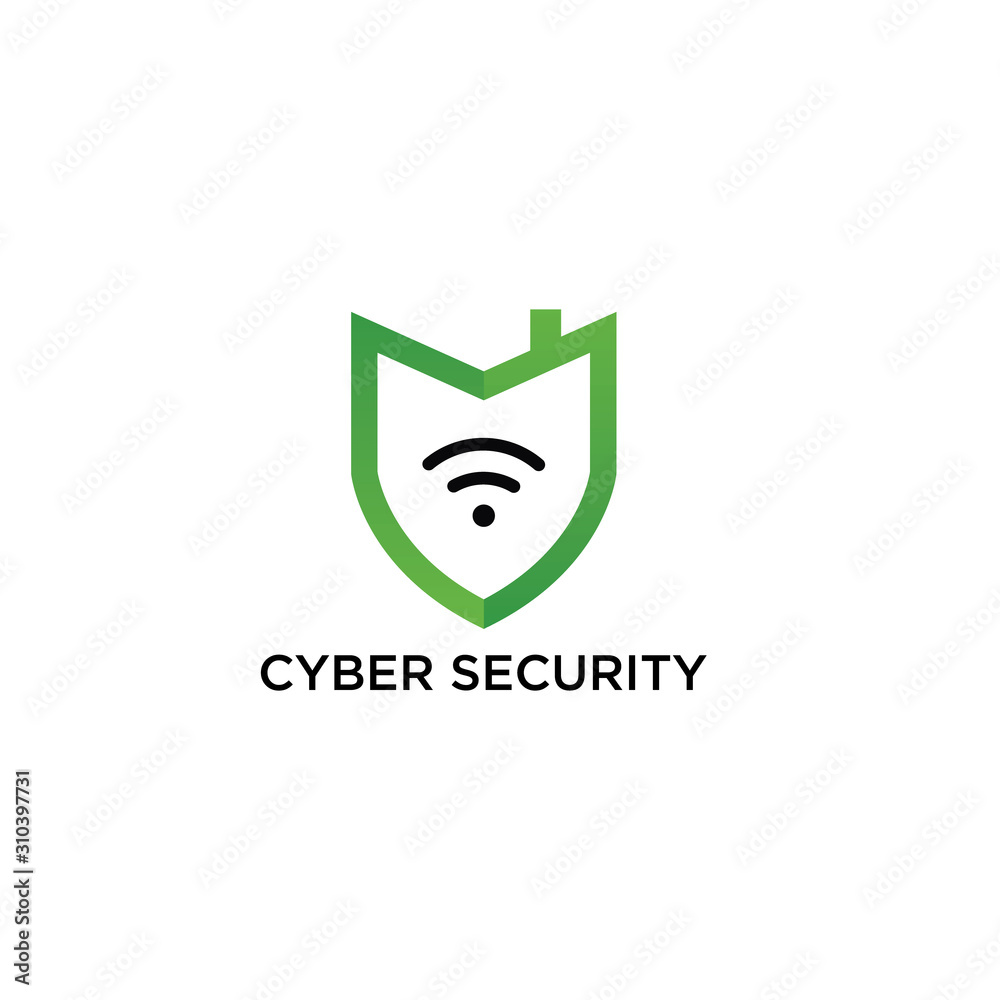 Cyber Security Logo Vector, Wifi, wireless, internet signal icon logo template - obrazy, fototapety, plakaty 