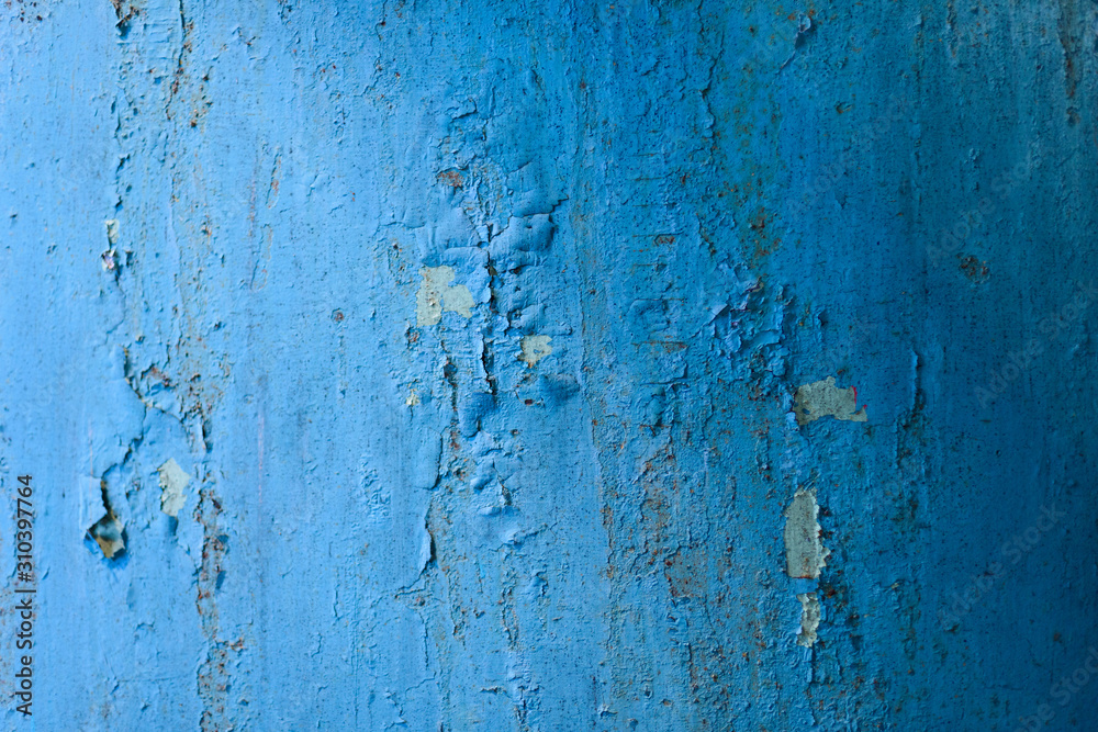 Obraz premium Industrial, distressed, blue, paint, antique, marine, steel, background, peeling, cracked.