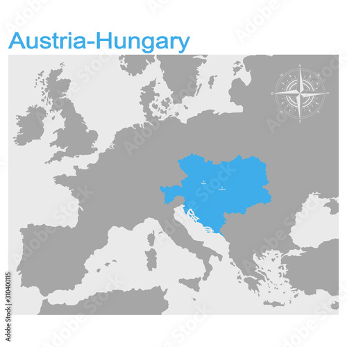 vector illustration with map of the Austro Hungarian Empire