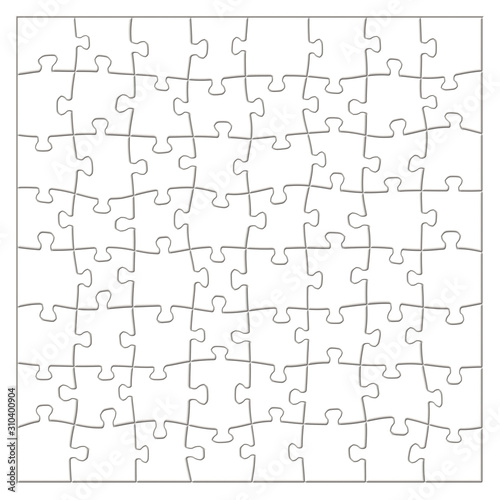 Closeup of jigsaw puzzle texture background, top view (High-resolution 3D CG rendering illustration)