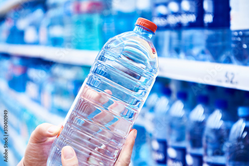 Plastic bottle drinking water in store