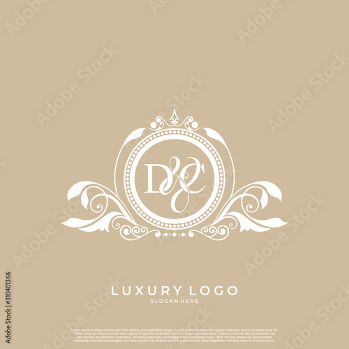 Logo Initial letter DC luxury vector mark, gold color elegant classical symmetric curves decor. editable file EPS10.