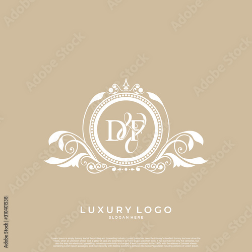Logo Initial letter DF luxury vector mark, gold color elegant classical symmetric curves decor. editable file EPS10.