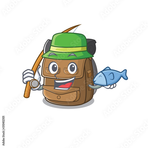 A Picture of funny Fishing hiking backpack Scroll design