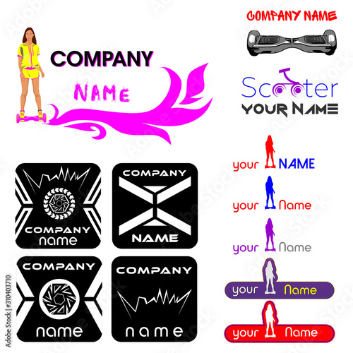 Vector logo set of electric scooter