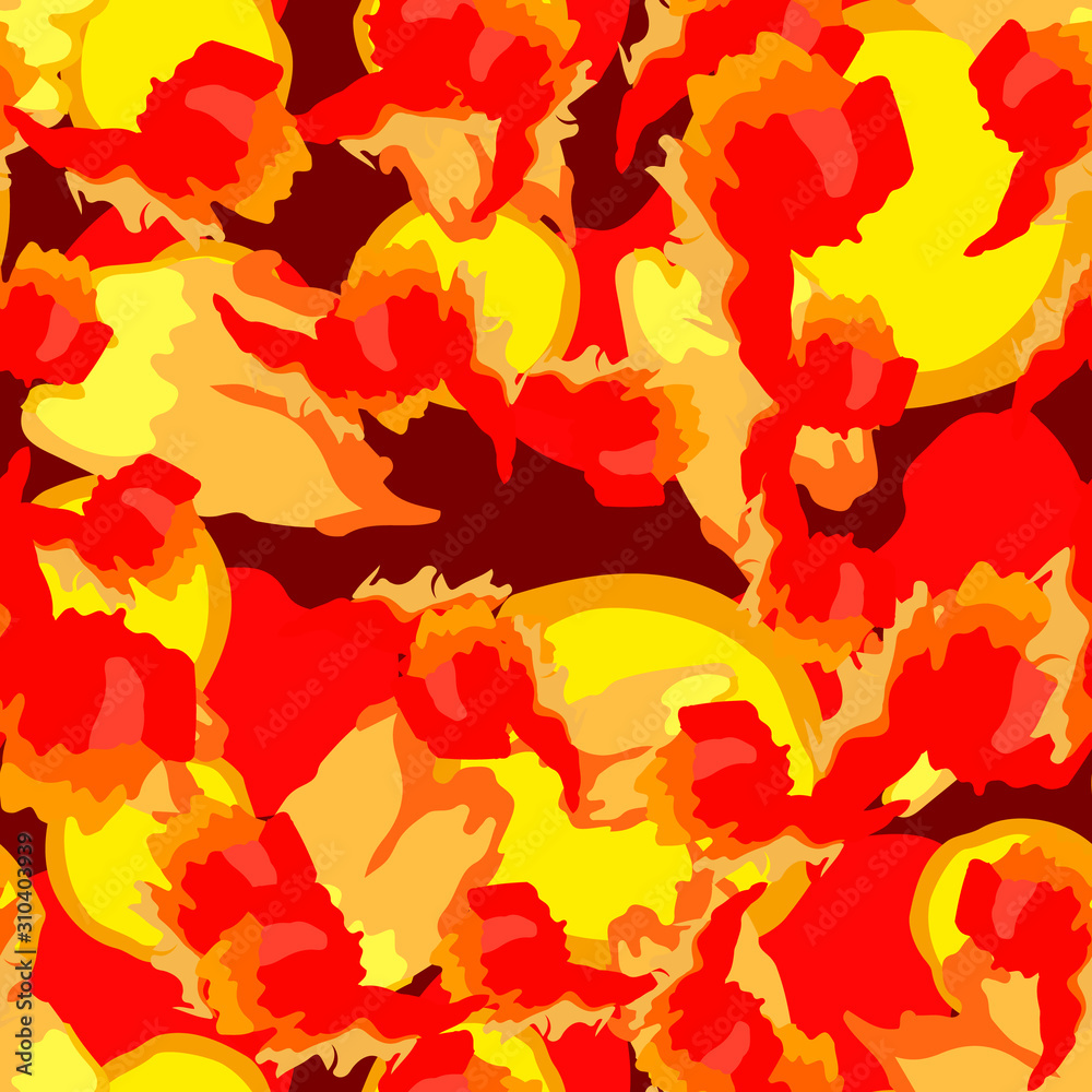UFO camouflage of various shades of red, yellow and brown colors UFO camouflage of various shades of red, yellow and brown colors
