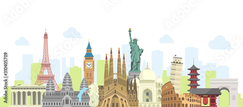 world travel vector banner  illustration ( world famous buildings / world heritage )  © barks