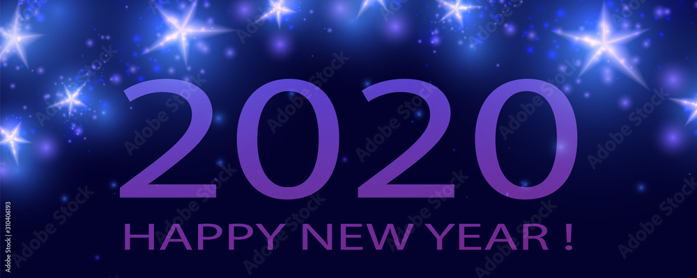 New Year's background for 2020. Background with bright stars, 2020 vector backgroun New Year's background for 2020. Background with bright stars, 2020 vector backgroun