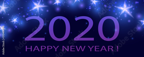 New Year's background for 2020. Background with bright stars, 2020 vector backgroun