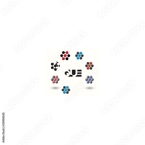  Illustration in the form of a chemical scheme of glue in the form of a symbol or logo.