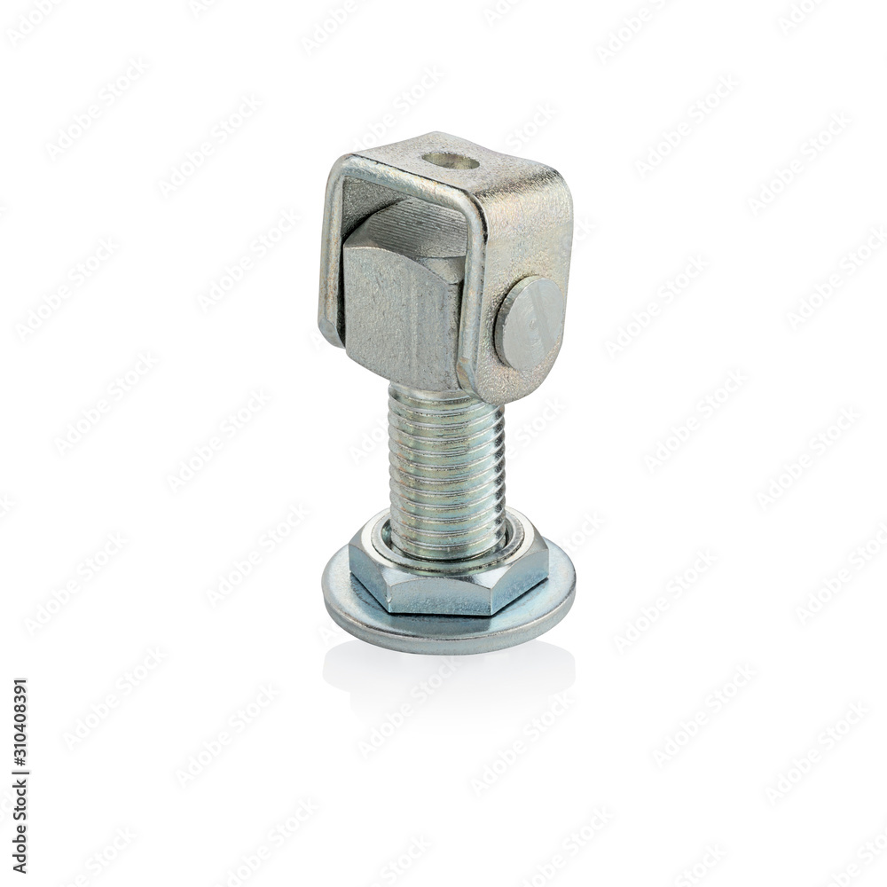 Gate hinge islated on white background. Adjustable gate hinge