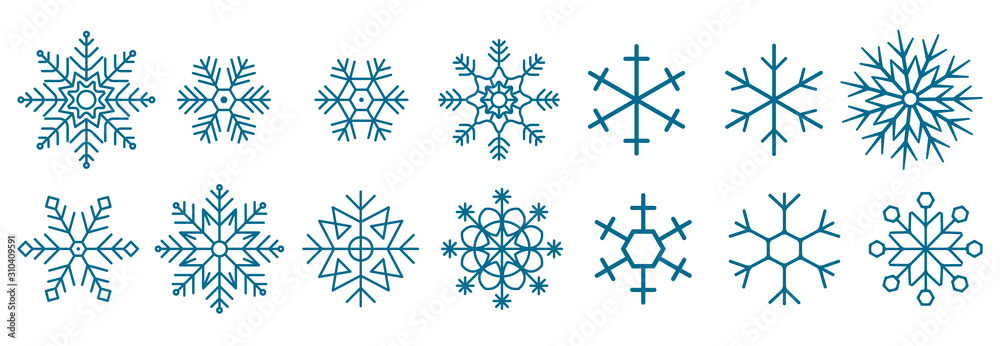 Snowflakes Set, Snow-flakes winter collection, snowfall vector