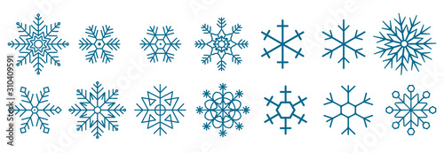 Snowflakes Set, Snow-flakes winter collection, snowfall vector illustration